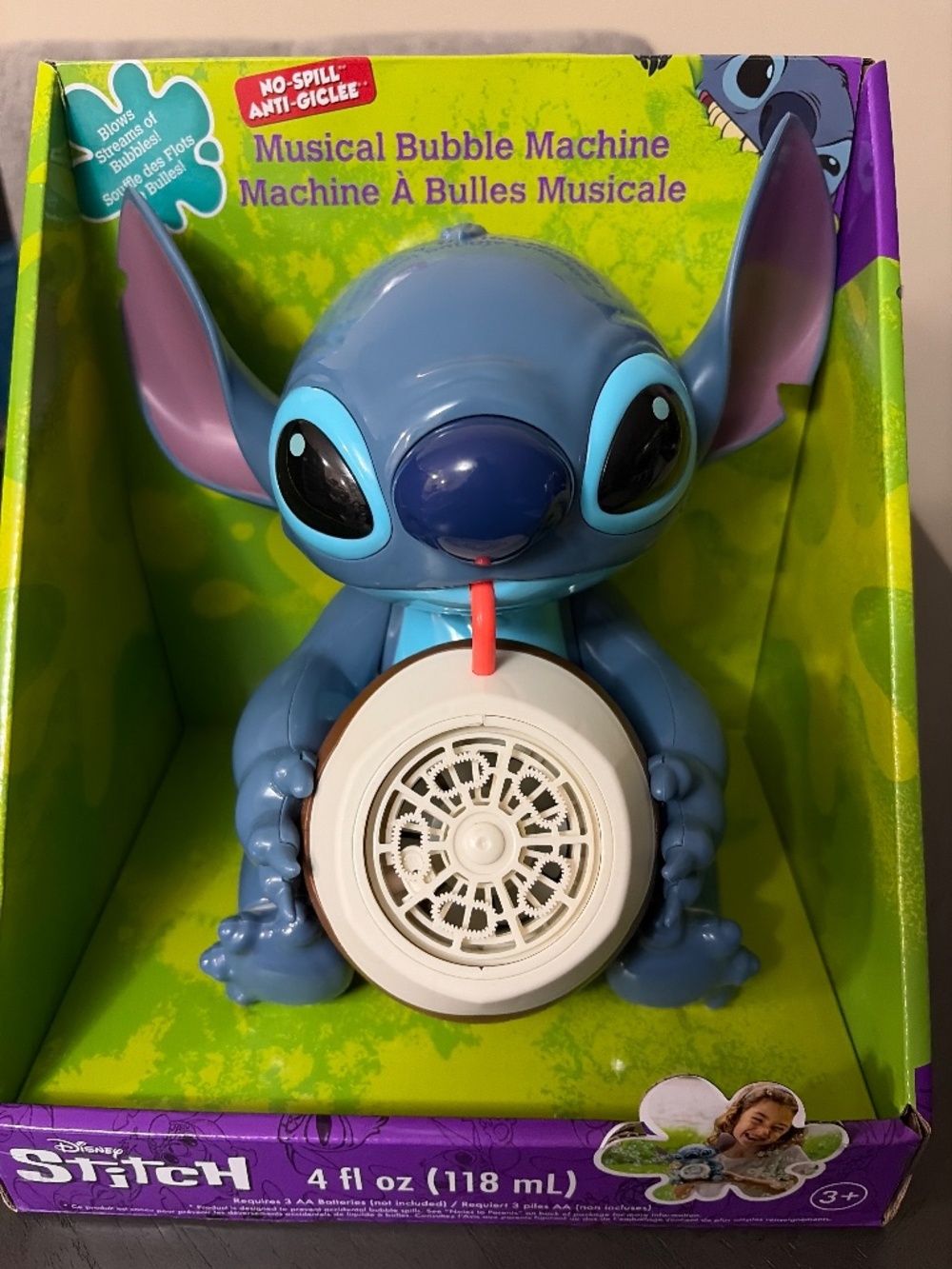 Disney Stitch No-Spill Musical Bubble Machine NWT Ages 3+